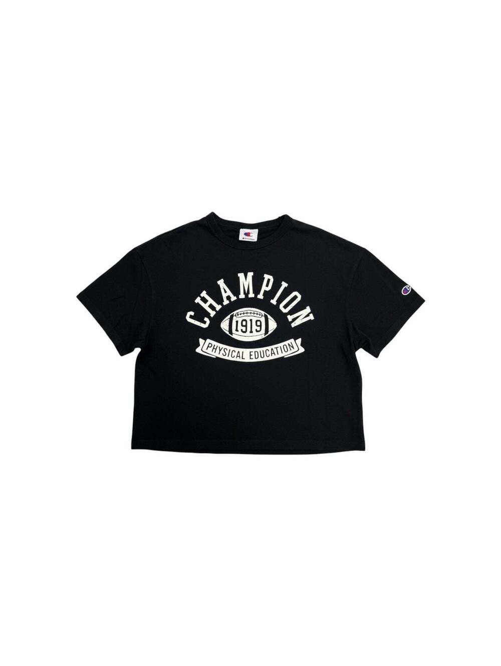 Champion Cropped Black Loose Fit Tee Size S and M NWT